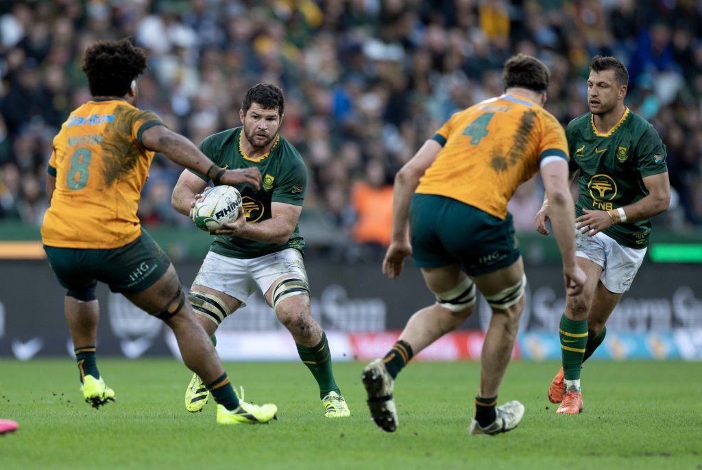 the Springboks attack the Wallabies as they try to avoid defeat in the opening game of the Rugby Championship.